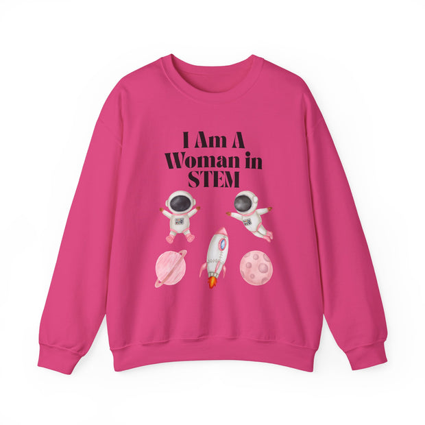 "I Am A Woman in STEM" Astronaut Unisex Crewneck Sweatshirt