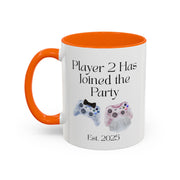 'Player 2 Has Joined The Party' 'Est. 2025' Accent Coffee Mug