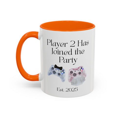 'Player 2 Has Joined The Party' 'Est. 2025' Accent Coffee Mug