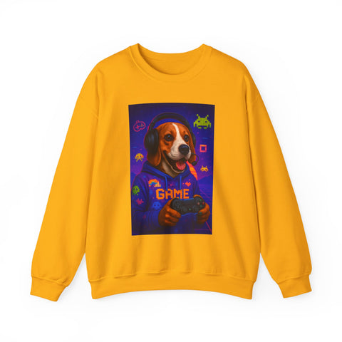 Game On Beagle Sweatshirt, Gamer Gift, Cute Pet Sweatshirt, Video Game Crewneck, Unique Dog Lover Apparel