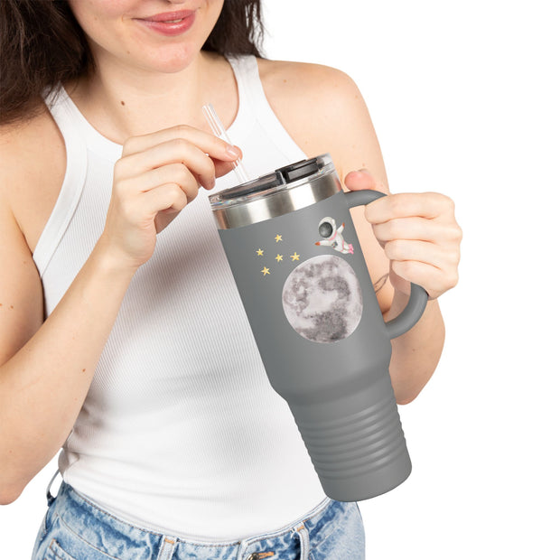 Astronaut Flying To The Moon Insulated Travel Mug, 40oz