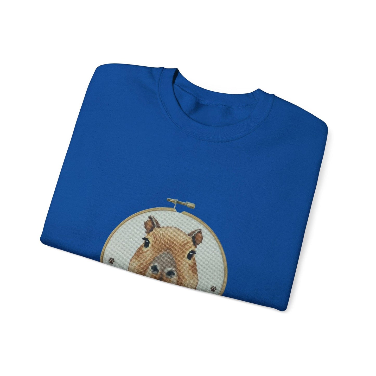 Cute Capybara Portrait Crewneck Sweatshirt | Floral Wreath Animal Art