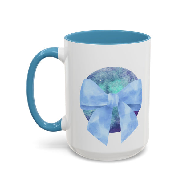 Blue/Green Planet Wrapped In A Bow Accent Coffee Mug