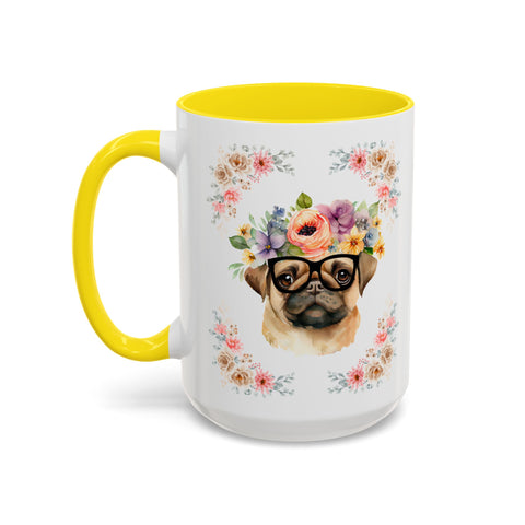 Geeky Goddess Pug Accent Coffee Mug