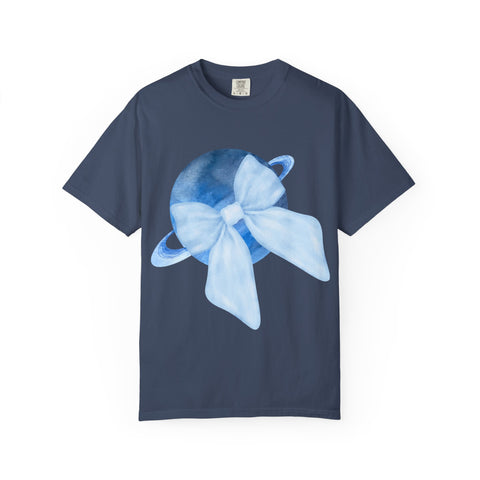 Blue Saturn Wrapped In Blue Bow Unisex T-Shirt