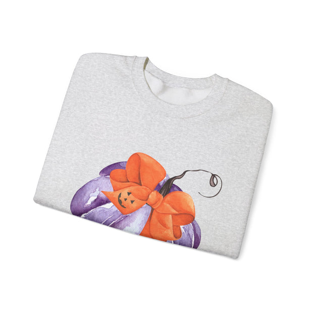 Purple Pumpkin Wrapped In A Bow Unisex Crewneck Sweatshirt