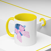 Blue Saturn Wrapped In A Pink Bow Accent Coffee Mug
