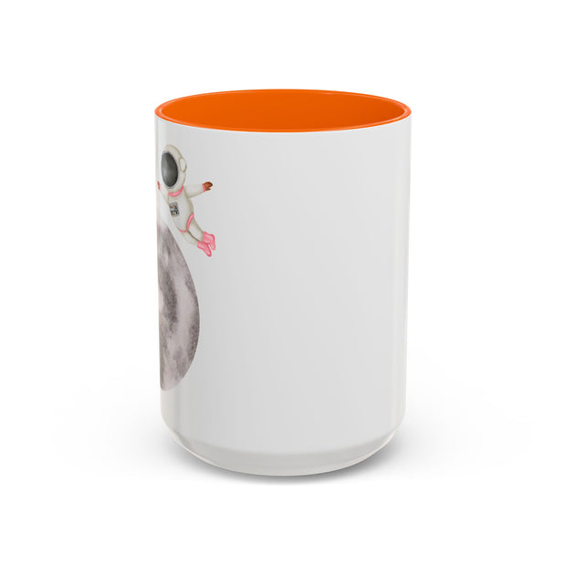 Astronaut Flying To The Moon Accent Coffee Mug