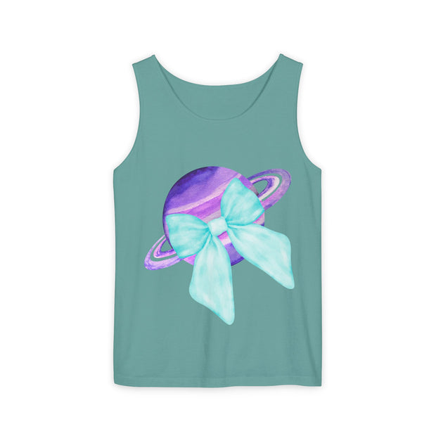 Purple Saturn Wrapped In Bow Unisex Tank Top