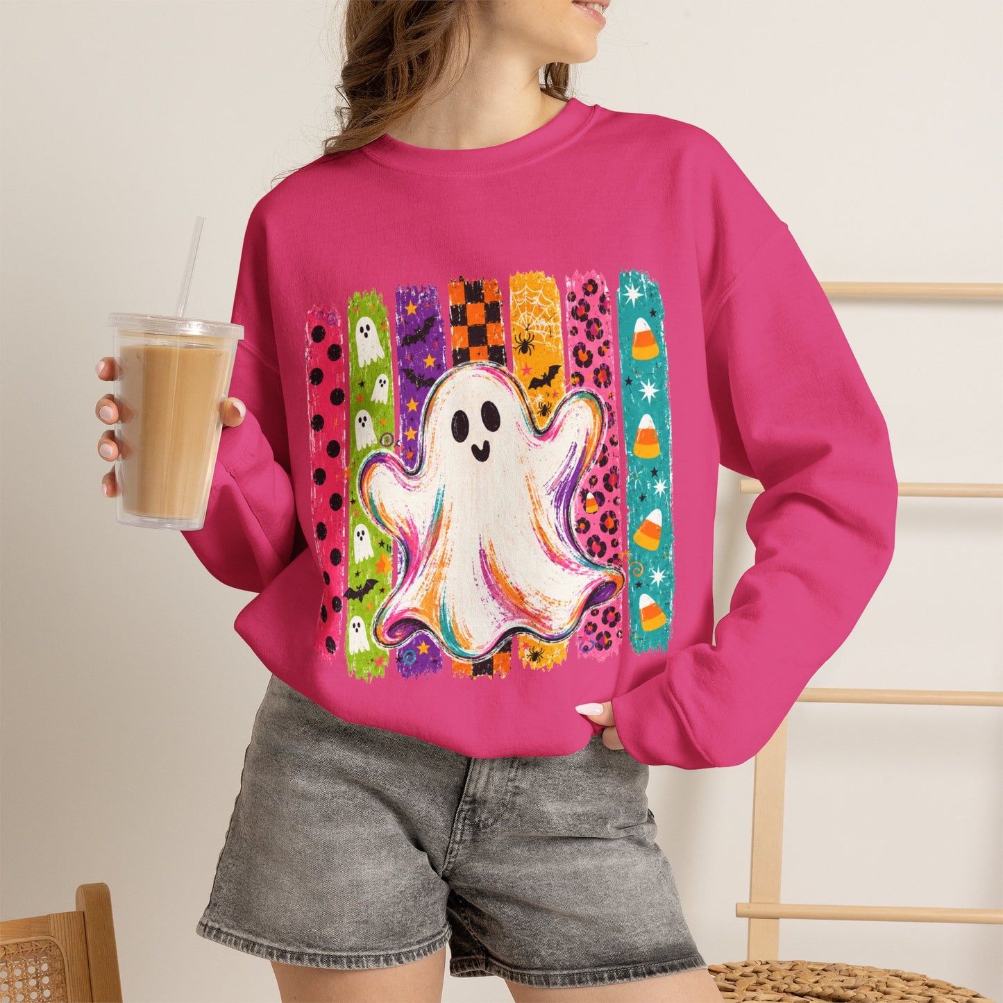 Rainbow Ghost Halloween Sweatshirt | Cute Ghost Graphic Crewneck