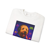 Gaming Golden Doodle Illustration Crewneck Sweatshirt | Retro Arcade Gamer