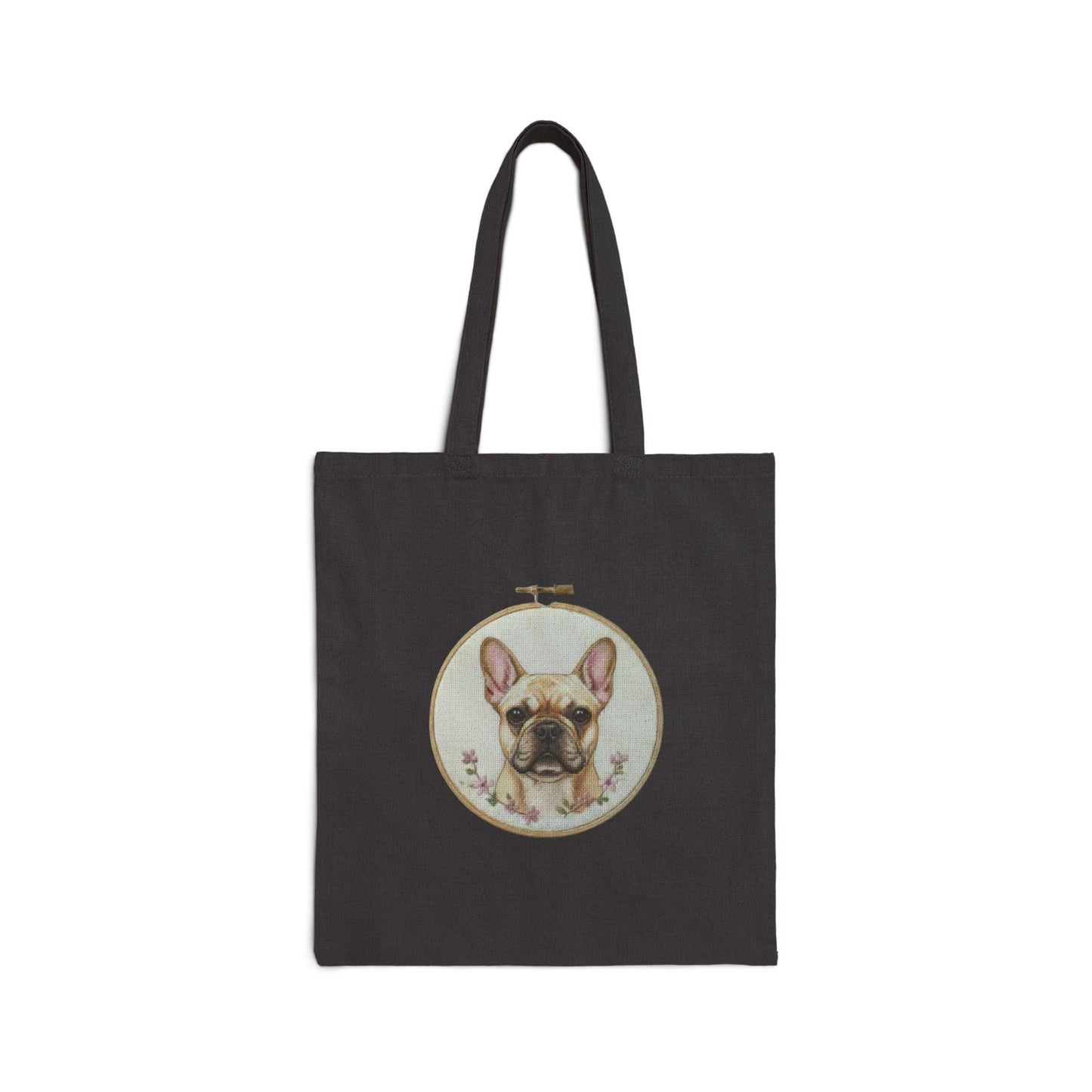 French Bulldog Portrait Tote Bag | Embroidery Hoop Dog Illustration