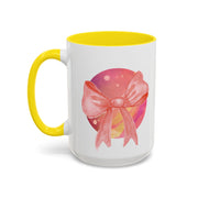 Pink/Yellow Planet Wrapped In A Bow Accent Coffee Mug