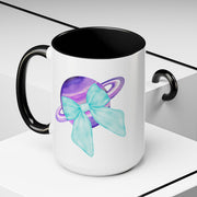 Purple Saturn Wrapped In A Bow Accent Coffee Mug