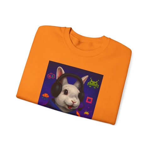 Gamer Bunny Crewneck Sweatshirt | Unisex Lightweight Sweater, Perfect for Gaming, Gifts for Gamers, Cute Animal Sweatshirt, Cozy Apparel