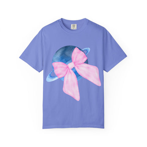 Blue Saturn Wrapped In Pink Bow Unisex T-Shirt