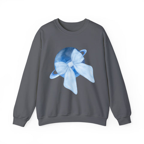 Blue Saturn Wrapped In A Blue Bow Unisex Crewneck Sweatshirt