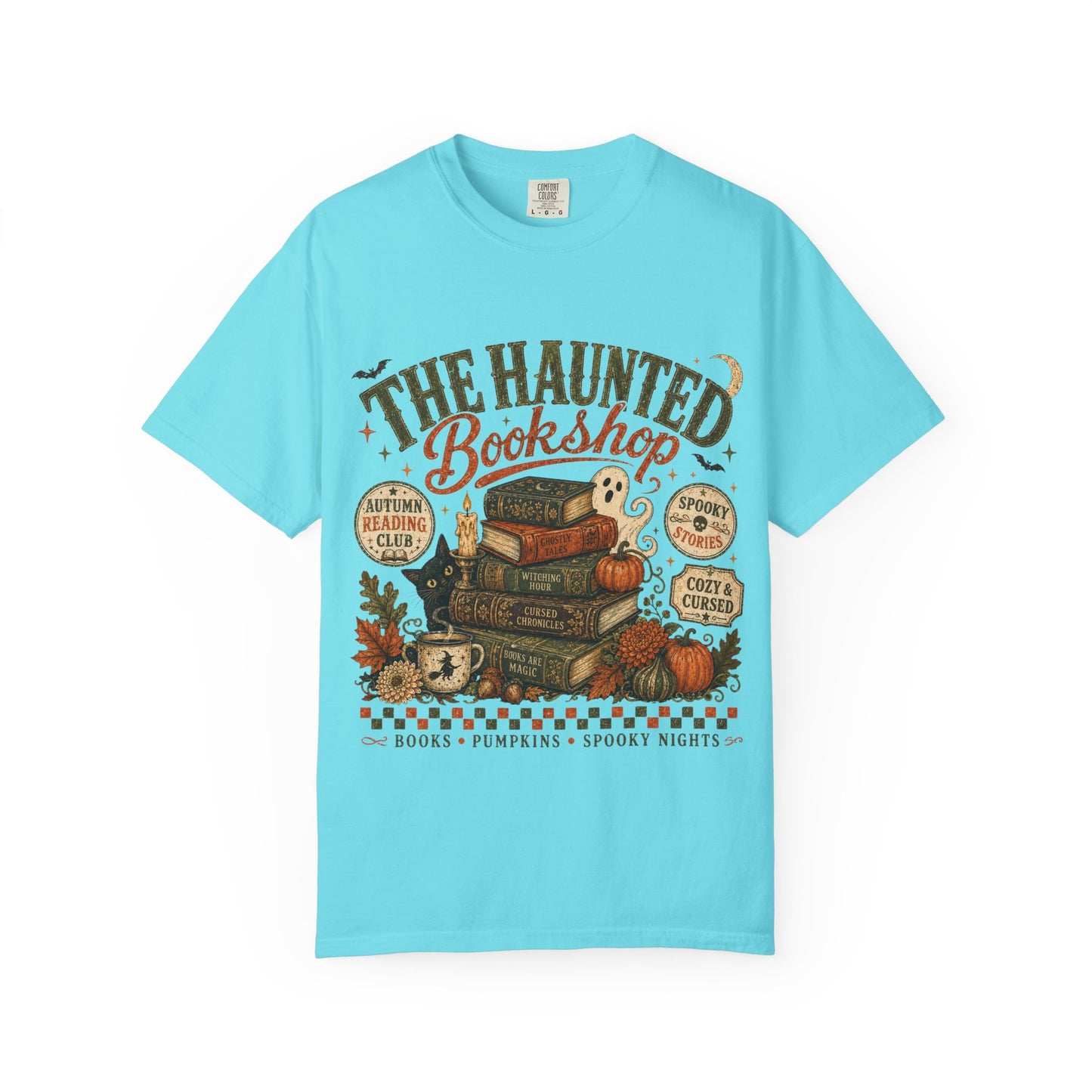 The Haunted Bookshop T-Shirt, Spooky Book Lover Shirt, Cozy Autumn Reading Tee, Halloween Bookstore Graphic, BookTok Reader Gift