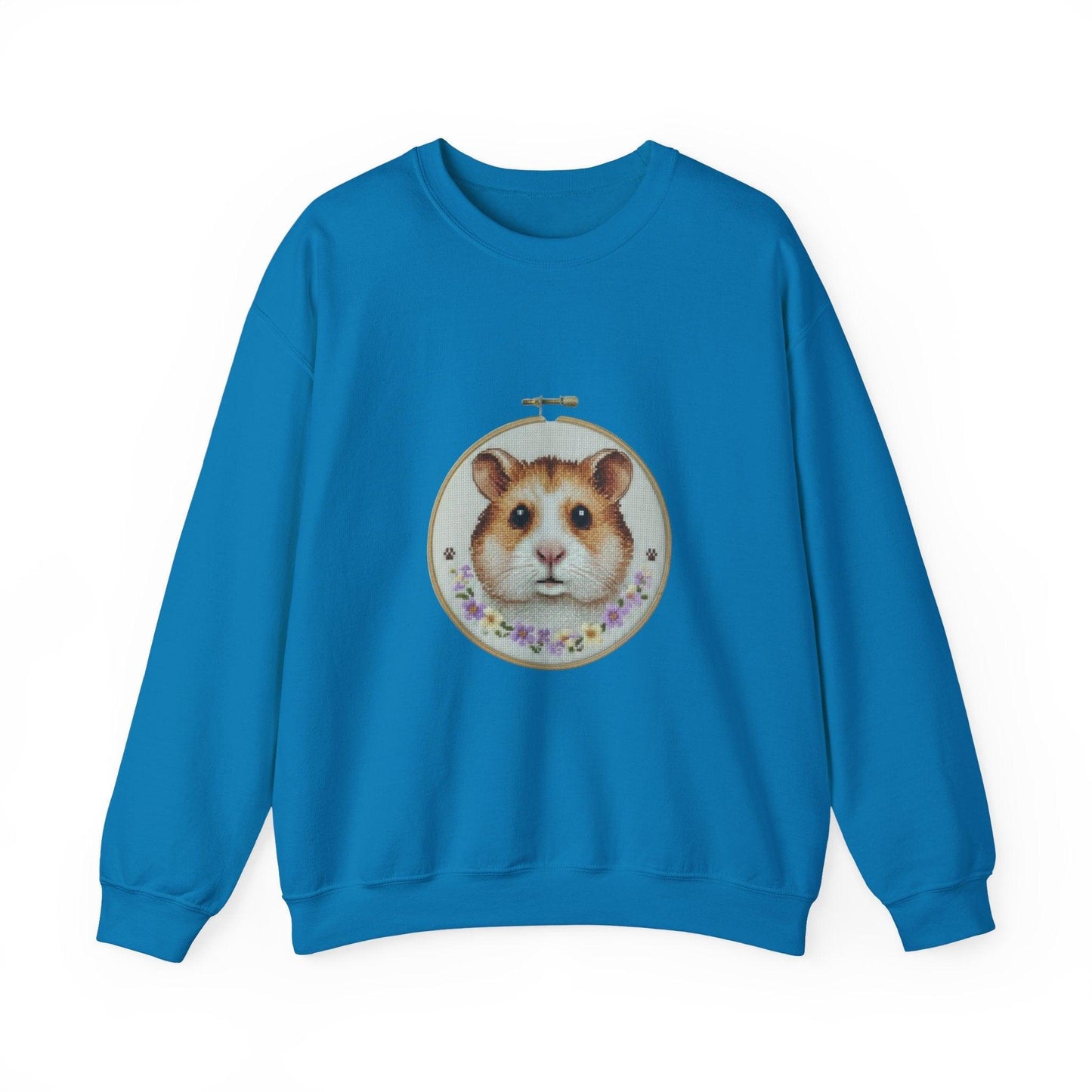 Hamster Portrait Sweatshirt | Embroidery Hoop Floral Frame