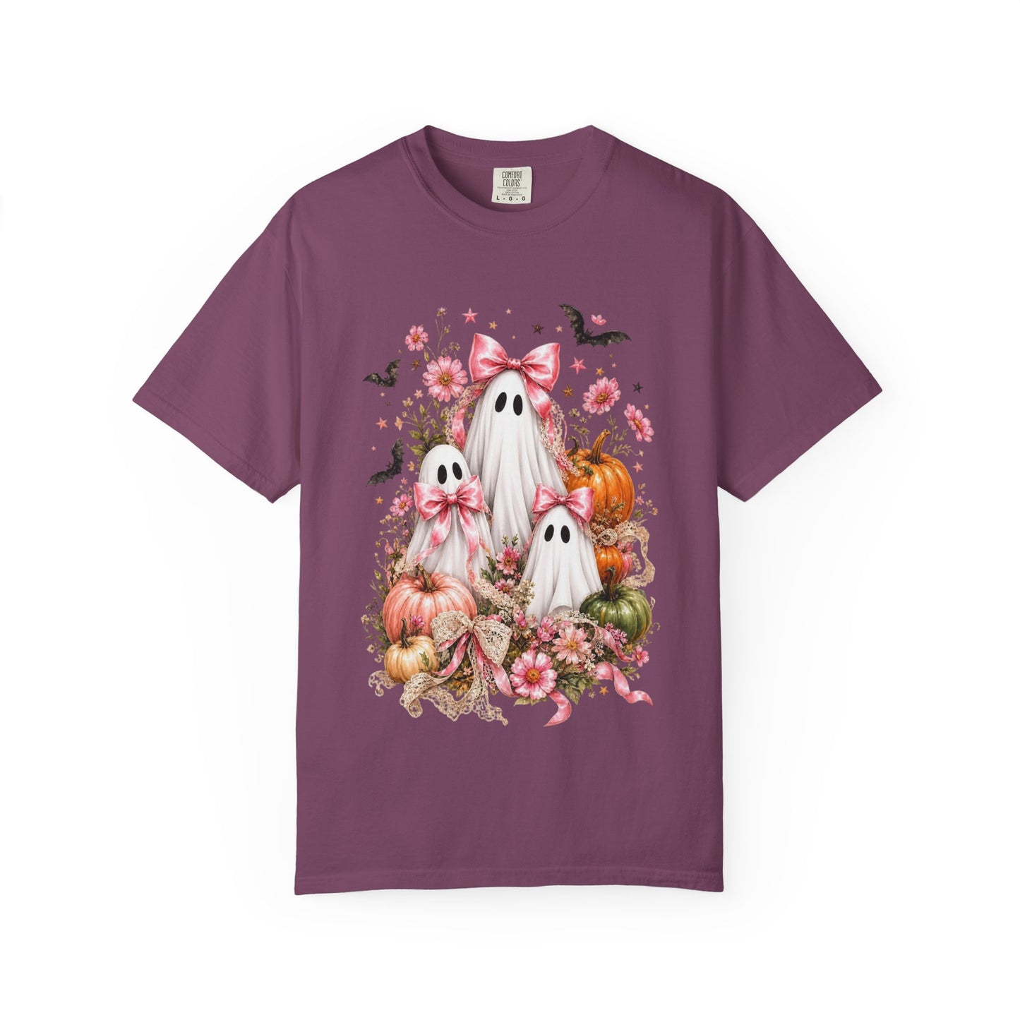 Coquette Ghost Halloween Shirt, Pink Bow Ghost T-Shirt, Cute Spooky Season Tee, Girly Halloween Pumpkin Graphic, Fall Aesthetic Shirt