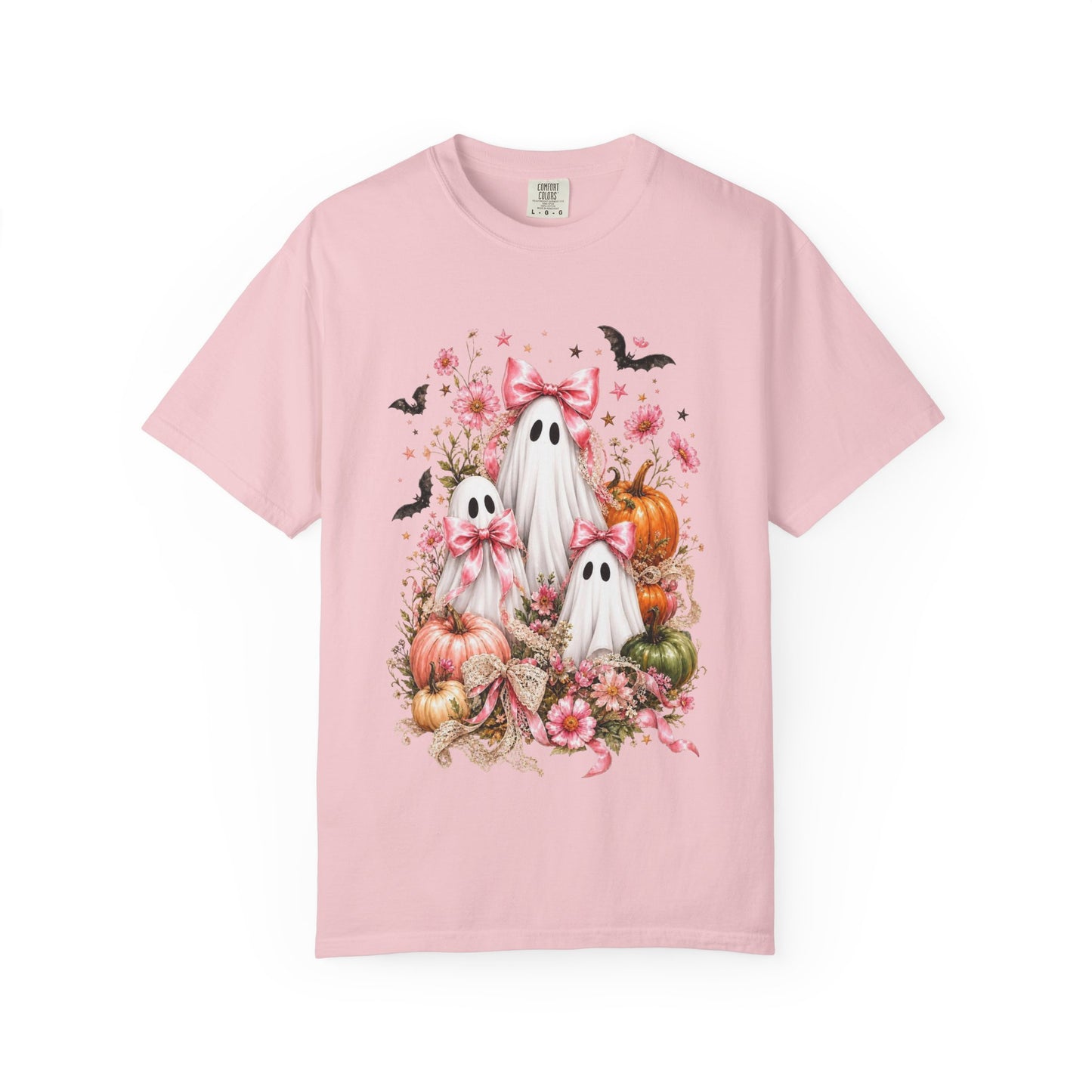 Coquette Ghost Halloween Shirt, Pink Bow Ghost T-Shirt, Cute Spooky Season Tee, Girly Halloween Pumpkin Graphic, Fall Aesthetic Shirt