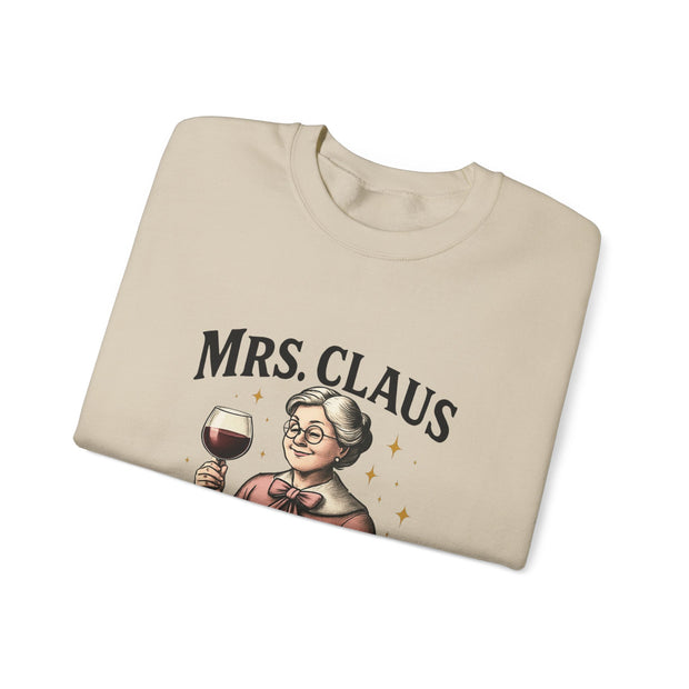 Mrs. Claus Wine Club Sweatshirt - Cozy Gift for Wine Lovers, Holiday Apparel, Funny Christmas Sweatshirt, Sip Happens Fashion