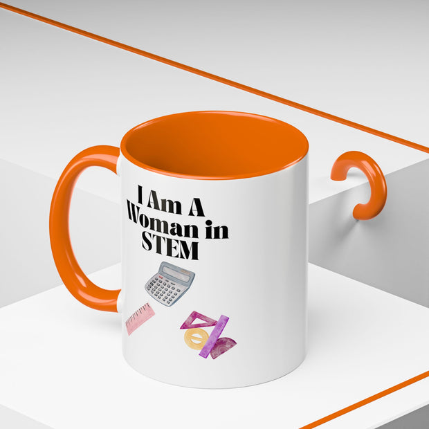 'I Am A Woman In STEM' Accent Coffee Mug