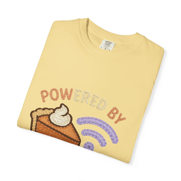 Powered by Pie and Wi-Fi T-Shirt, Funny Unisex Tee, Gift for Pie Lovers, Tech Enthusiasts, Perfect for Holidays and Parties