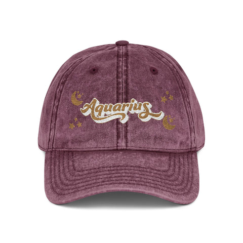 'Aquarius' Vintage Embroidered Cap