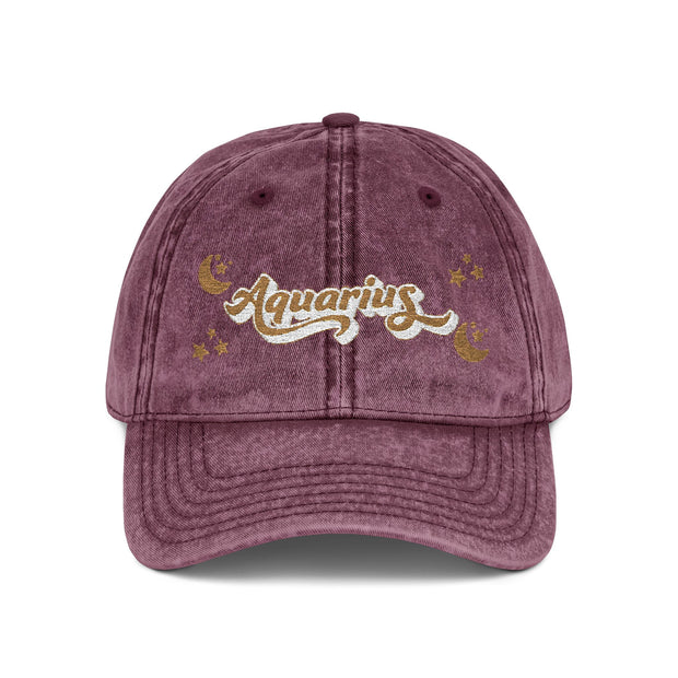 'Aquarius' Vintage Embroidered Cap