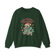 Cozy Fantasy Holidays Sweatshirt, Cute Dragon Gift, Unisex Holiday Apparel, Warm Crewneck Sweater, Casual Winter Outfit