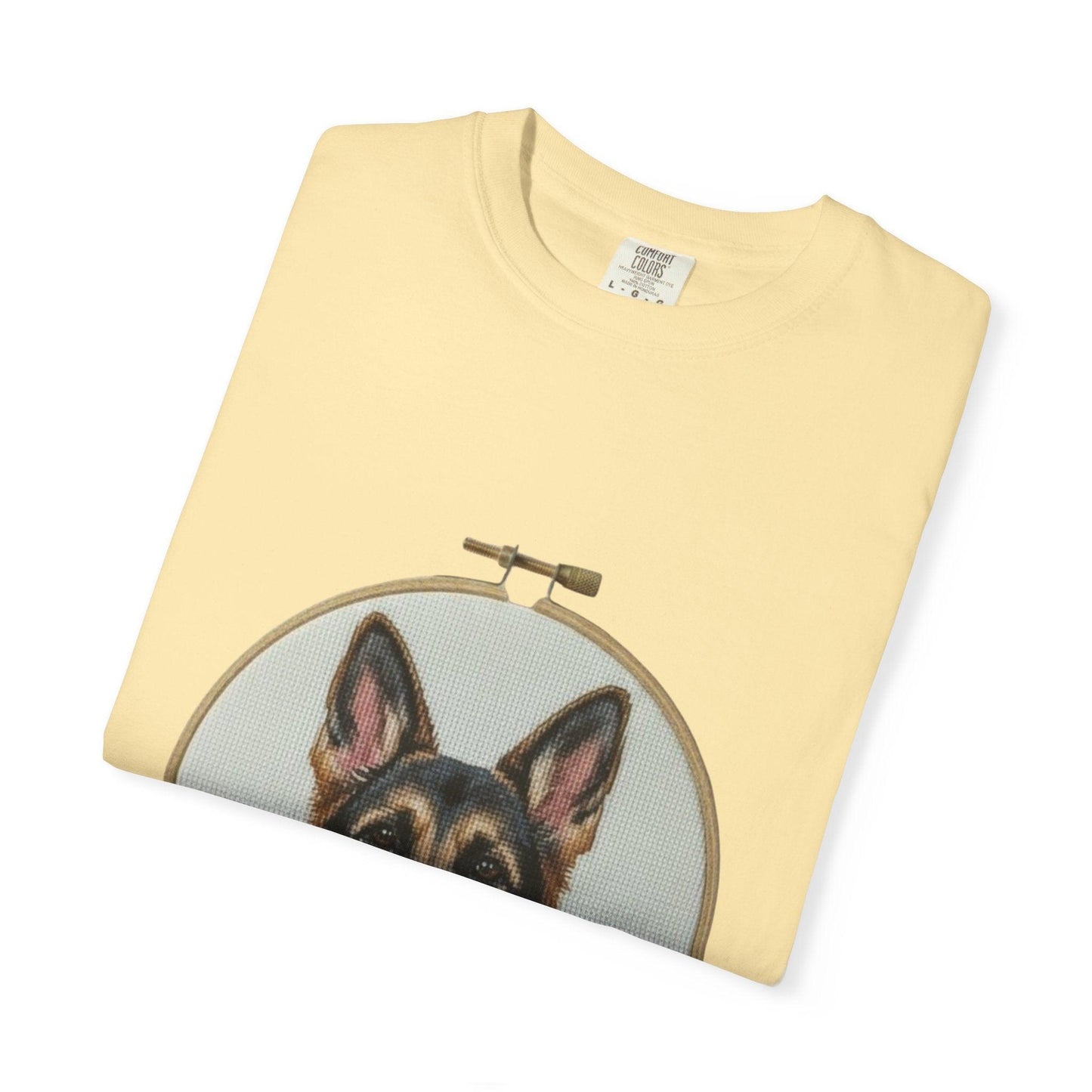 German Shepherd Portrait T-Shirt | Embroidery Hoop Dog Illustration