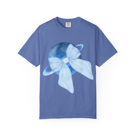 Blue Saturn Wrapped In Blue Bow Unisex T-Shirt