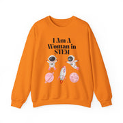 "I Am A Woman in STEM" Astronaut Unisex Crewneck Sweatshirt