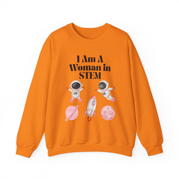 "I Am A Woman in STEM" Astronaut Unisex Crewneck Sweatshirt