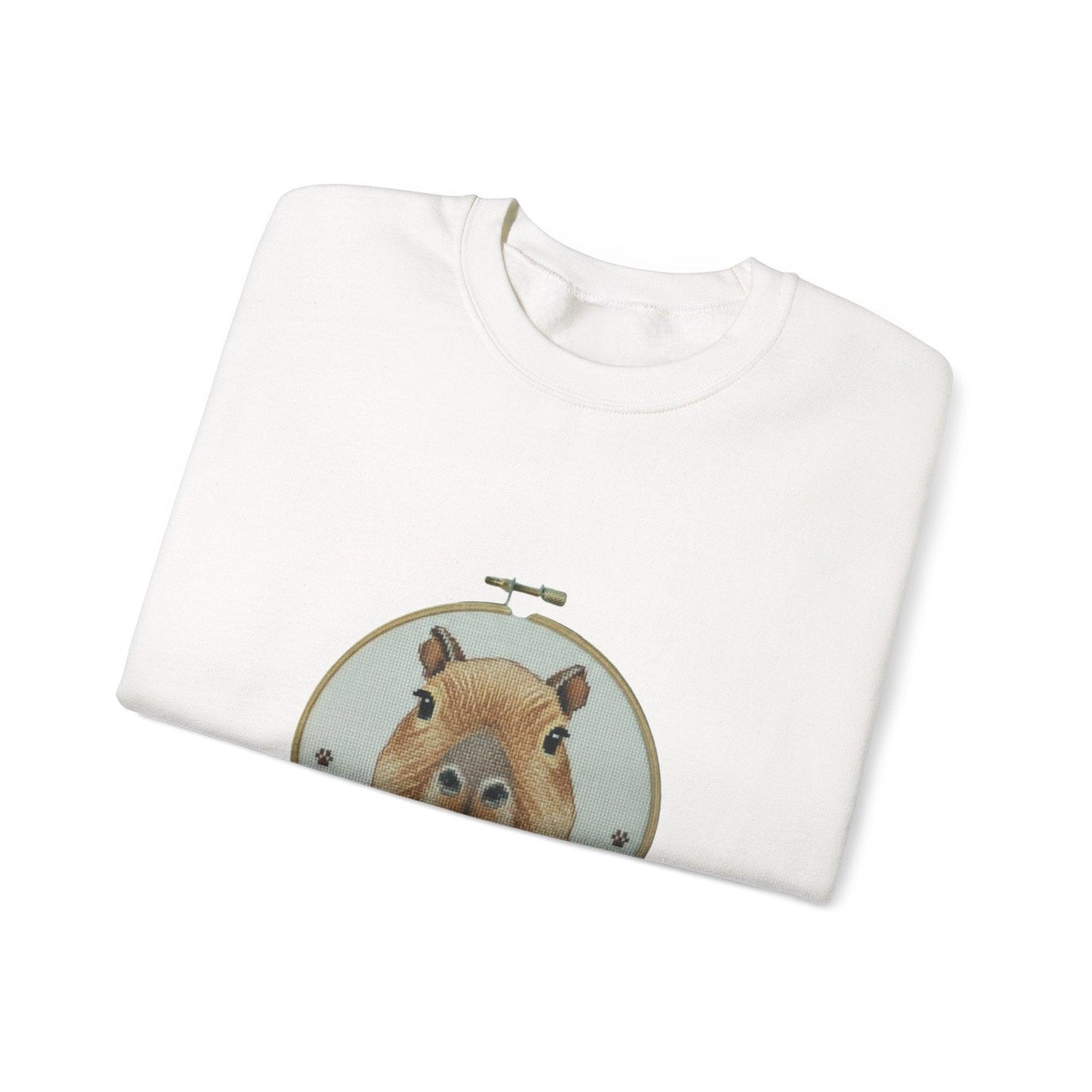 Cute Capybara Portrait Crewneck Sweatshirt | Floral Wreath Animal Art