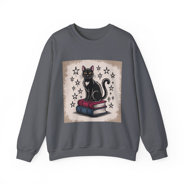 Cat and Book Lover's Crewneck Sweatshirt
