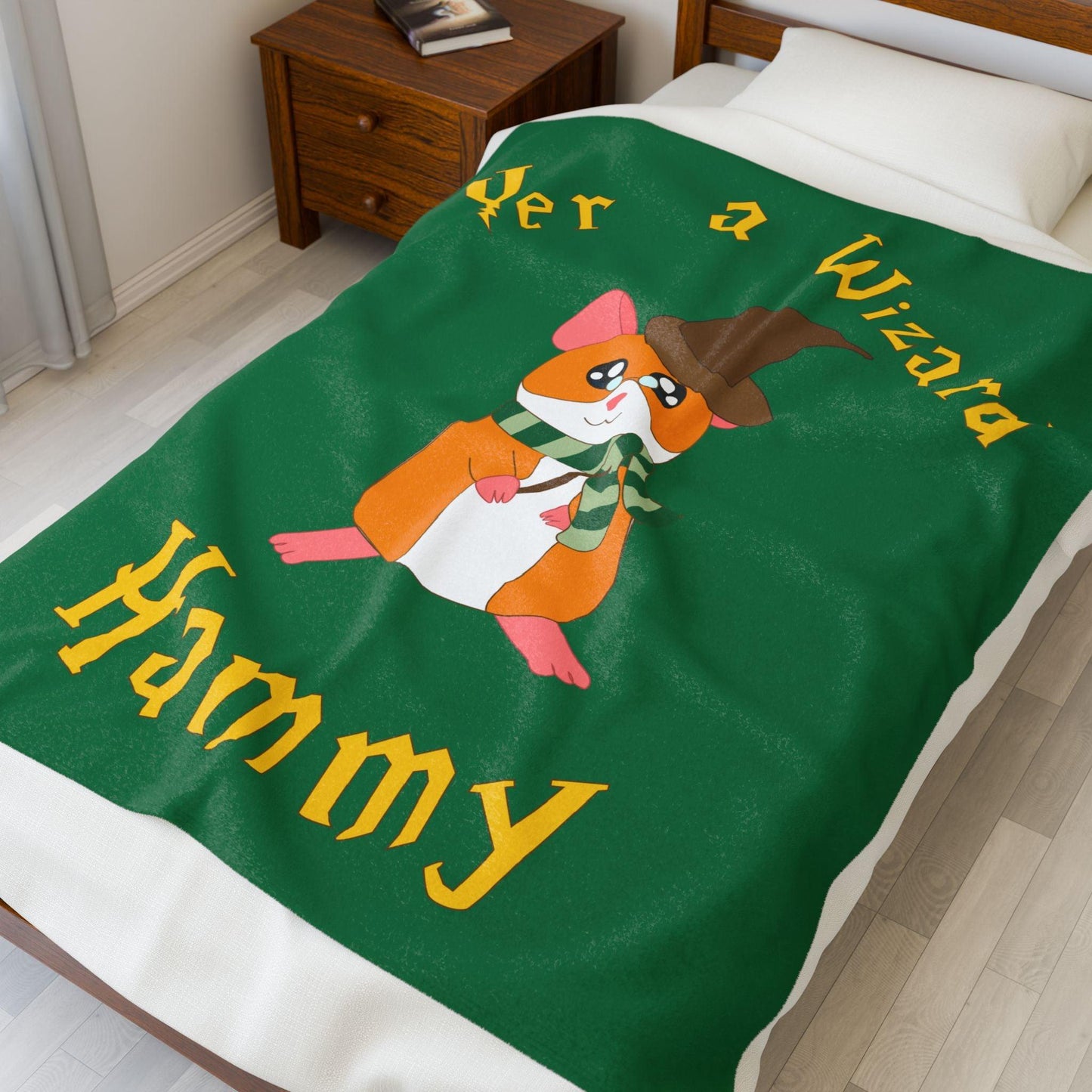 Yer a Wizard Hammy Velveteen Plush Blanket | Cute Hamster Wizard Illustration