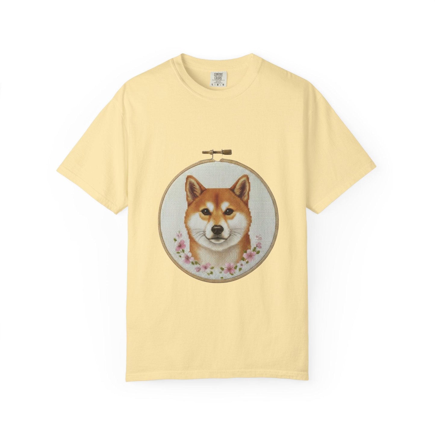 Shiba Inu Sweatshirt, Shiba Mom Gift, Vintage Cross Stitch Dog, Embroidered Floral Crewneck