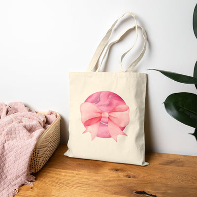 Pink Planet Wrapped In A Bow Cotton Canvas Tote Bag