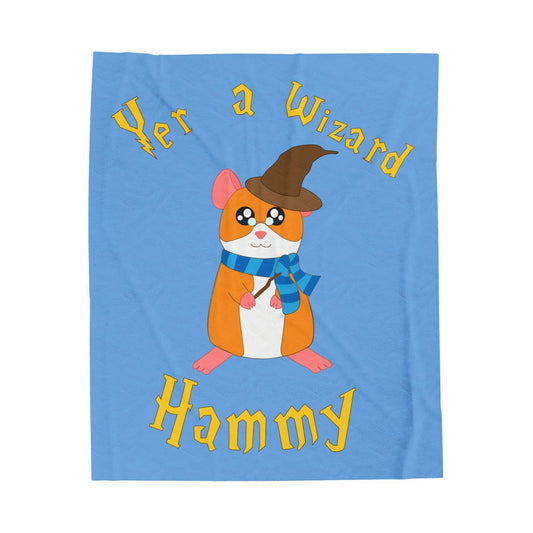 Hammy the Wizard Hamster Velveteen Plush Blanket | Cute Magic Pet Design