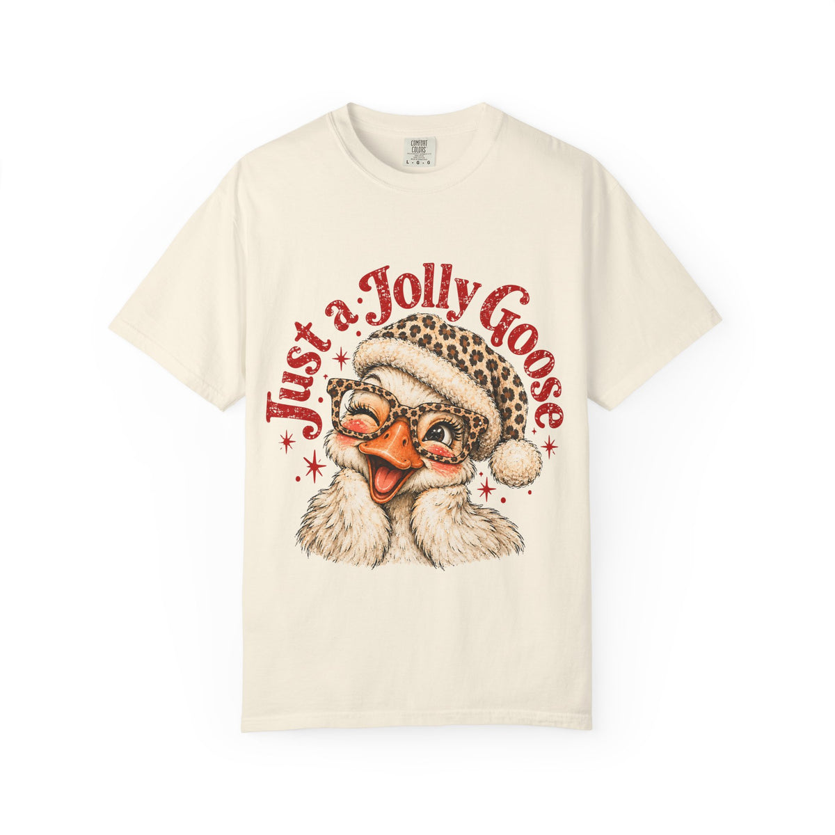 Jolly Goose Christmas Shirt, Funny Christmas Goose Tee, Leopard Santa Goose Shirt, Goose Lover Gift, Retro Holiday T-Shirt