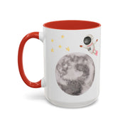 Astronaut Flying To The Moon Accent Coffee Mug