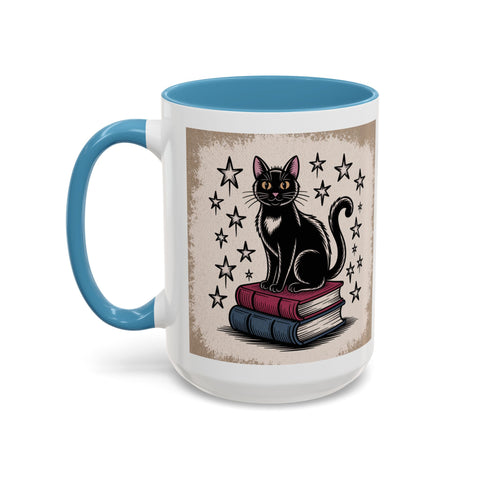 Cat and Book Lover's Accent Coffee Mug