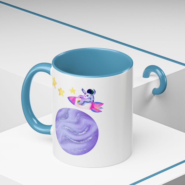 Astronaut Taking Off In Space Accent Coffee Mug