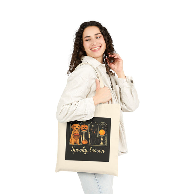 Spooky Season Golden Retriever Cotton Canvas Tote Bag