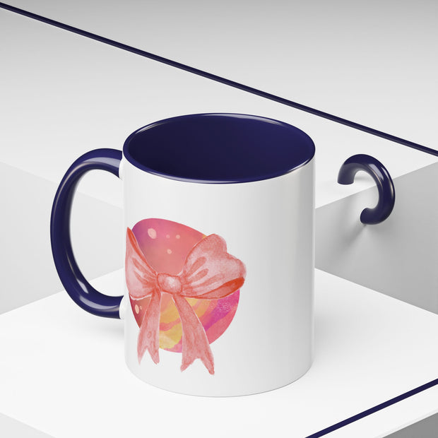 Pink/Yellow Planet Wrapped In A Bow Accent Coffee Mug