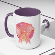 Pink/Yellow Planet Wrapped In A Bow Accent Coffee Mug