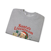 Cozy Christmas Crewneck Sweatshirt - Santa's Livestream Fun, Unisex Holiday Pullover, Gift for Gamers, Xmas Comfort Wear, Festive Sweatshirt