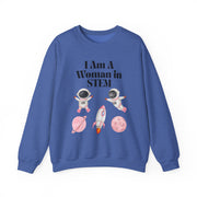 "I Am A Woman in STEM" Astronaut Unisex Crewneck Sweatshirt